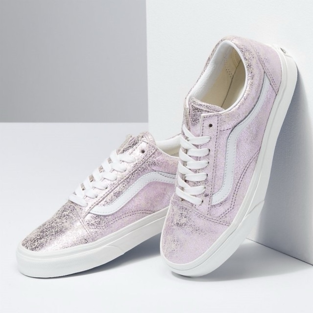 WOMEN’S VANS OLD SKOOL CRACKED LEATHER ROSE GOLD SHOES SNEAKERS 5 BNWB